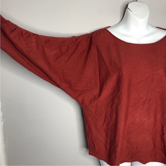 MAX STUDIO Ruched Tie 3/4 Sleeve Sweater Size Medium Petite Autumn Fall Winter - Picture 5 of 8